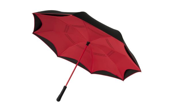 Yoon 23" umkehrbarer Regenschirm - rot, schwarz 