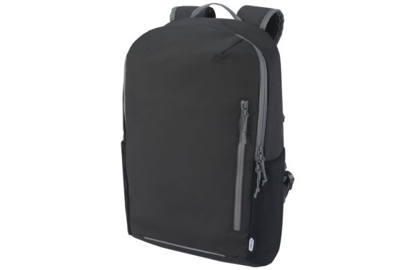 Aqua wasserabweisender 15" Laptop-Rucksack aus GRS Recyclingmaterial 21 L - schwarz 