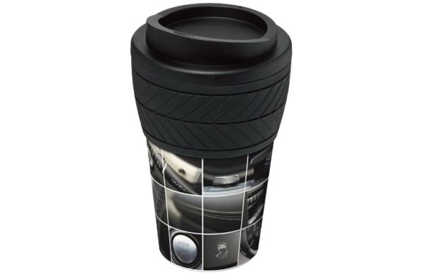 Brite-Americano® 350 ml Isolierbecher mit Schutzring Reifen-Design - schwarz 