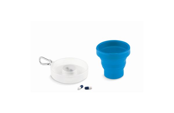 CUP PILL Faltbarer Silikon Becher - blau