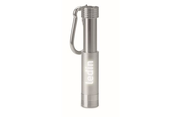 POP LIGHT Taschenlampe mit Karabiner - silber