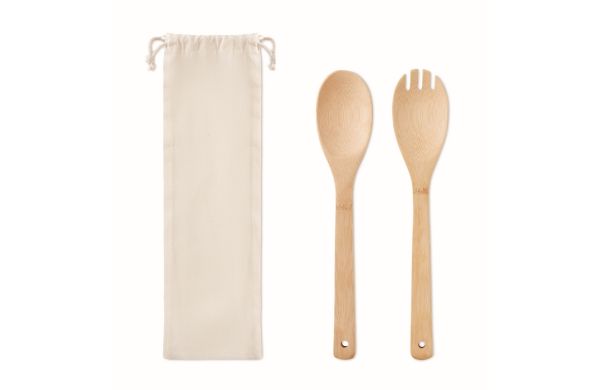 MAYEN SET Salatbesteck Bambus - beige